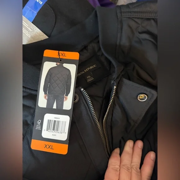 Men's Quilted Black Bomber Coat Jacket Banana Republic XXL - Picture 4 of 4